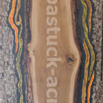 "Wildeiche", 50 cm x 175 cm, Eichenplanke, Acryl, Spachtelmasse, Marmormehl
