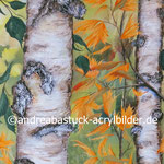 "Farbrausch im Birkenwald" 40 cm x 120 cm , Acryl, Farbspray, Airbrush, Spachtelmasse