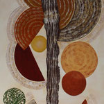 "Lebenskreise", 40 cm x 120 cm, Acrylfarbe, Acrylmasse (in Privatbesitz)