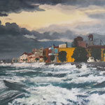 Griechischer Sturm, Acryl auf Leinwand, 70x100 cm, Pinseltechnik