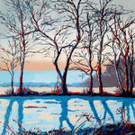 "Bäume im Winter", Öl auf Leinwand, 100x80 cm, Pinsel- und Spachteltechnik