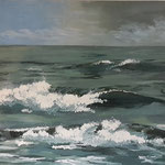 Wellen, Acryl auf Malpappe, 50x60 cm, Pinseltechnik