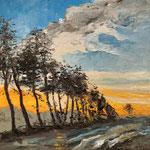 "Sonnenuntergang", Öl auf Leinwand, 40x40 cm, Pinsel- und Spachteltechnik