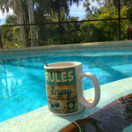 Nach dem Aufstehen erstmal einen leckeren Tee am Pool trinken :)