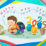 Happy New Year 2025《アクリル画》