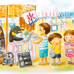 ペンギンのかき氷屋さん《水彩画》
