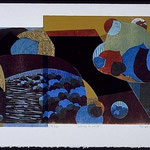 silence de nuit, 1998, bois gravé, collage, 44 X 75 cm