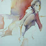 Summergirl relaxed I... Aquarell auf Hartfaserplatte... 60 x 80 cm