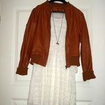 ...this jacket is also not new but I like how it contrasts the lace dress! jacket from Ebay, dress from New Yorker