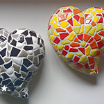 Mosaik-Herzen mit Flipkeramik gefertigt 