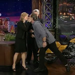Mel Gibson appears surprisingly on Jay Leno for Jodie Foster.