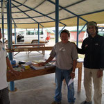 Capitanes Prof.Florencio, Capt Miguel lezama and Ivan calderon founder Campamento Wayare. (Donations school Items)