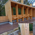 びわ湖文化公園内の休憩所（2024.2.7）多分、大阪万博の木製リングもこのような集成材が使われているのでは？知らんけど