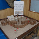 びわ湖の伝統漁法の仕掛け、魞（エリ）の模型