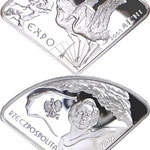 Moneta da 10 zlotych 2005,della Polonia,a forma di ventaglio