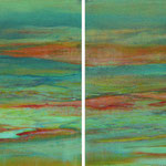 Lotus Lake, 2013, diptych, oil and acrylic on canvas, 40 x 100 cm