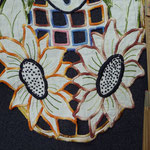 Superb linen cloth, art nouveau. All hand embroidered. Richelieu. 88 x 37 cm. €130