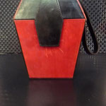 Art Deco Lederboxtasche, tief pink & schwarz VERKAUFT/SOLD !