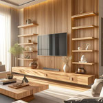 mur TV avec lambris et meuble bas