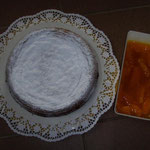 Mallorquinischer Mandelkuchen (Gato di Almendra) - mit Orangenkompott