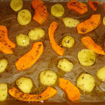 Kürbis und Kartoffeln mit Gewürzöl