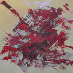 Désert ensanglanté - Acrylique, huile et collage - carton toilé