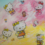 Kitty - Huile et collage - carton toilé - VENDU