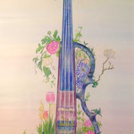 「Hana-Violin "Eleki"」ギャラリー檜「interactive-YOUTH-」出展　画用紙にアクリルガッシュ、色鉛筆　297×210mm(A4)　