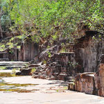 Die von der Natur rechtwinklig abgebrochenen Felsen sehen aus wie überwucherte Tempelruinen