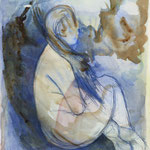 Titolo: La solitudine femminile Tecnica: mista su carta Misure: cm 56 x 38 Anno: 1998 Collezione Zerbato Rigutto