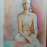 Titolo: Nudo femminile. Tecnica: pastelli colorati su carta. Misure: cm 48 x 33. Anno: 1983