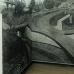 Paradies VII, 2016, temporäres Wandbild, Kohle auf Putz, 315x190x300cm