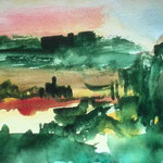 Dämmerung, 2015, Aquarell, 20x50cm