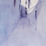 calle blanca IV - acuarela sobre papel arches adherido a tabla - 60X60 cm