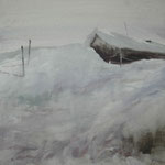 nieve IX - acuarela sobre papel adherido a tabla - 40X40 cm
