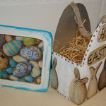 TETRA-Pack wird zu einem Ostersack und ein Bilderrahmen als Deko für Ostern mit MiraLight erhöhte Eier.