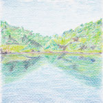 夏の志賀高原一沼（2023/7, colored pencil）