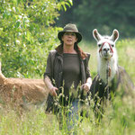 Beim Spaziergang mit Lama Sancho und Fatima