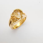 bague or jaune , quartz rutile poire