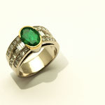 bague or jaune/blanc émeraude diamants