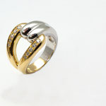 bague or jaune et or blanc, diamants