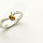 bague or blanc palladié diamant et diamant jaune