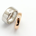 bague or blanc palladié diamant/ bague or rouge diamant