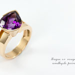 bague or rose et améthyste poire