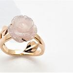 bague or rouge fleur quartz rose