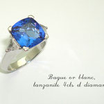 bague or blanc palladié tanzanite et diamants troïdias