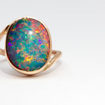 bague or rouge opale Brésil