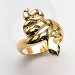 bague serpent or jaune et or noir, diamants dans les yeux