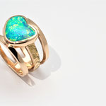 bague or rouge opale cristal d'Australie