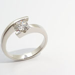 solitaire or blanc diamant